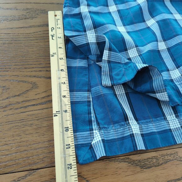 J. Jill‎ Atlantic Plaid Tunic Top High Low blue white gray 3/4" sleeves size M - Picture 10 of 13
